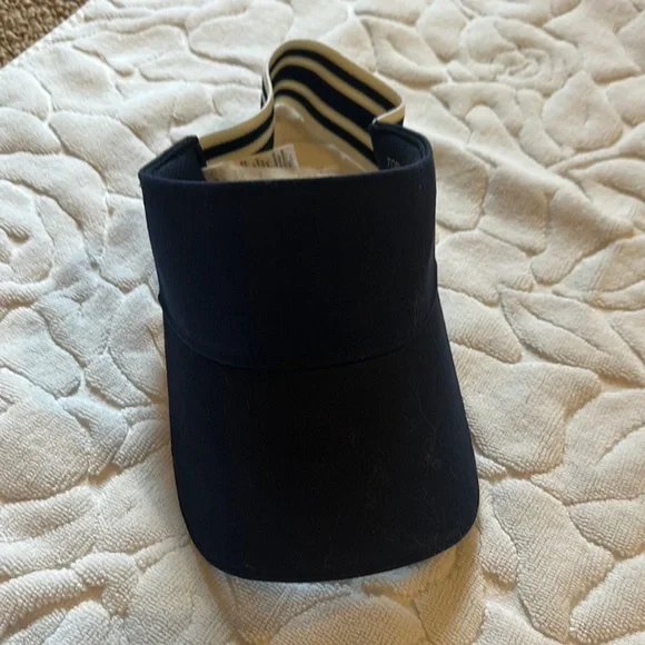Tory Burch Black Visor with Striped Detail - Picture 2 of 4